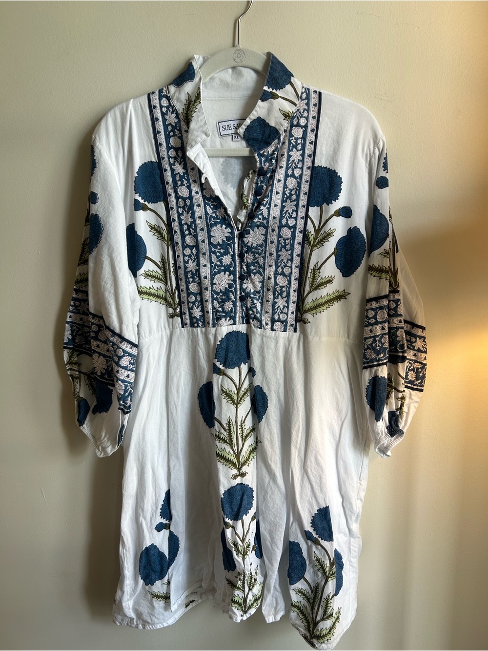 SUE SARTOR Flounce Shorty Dress | French Blue Marigold - Size XL
